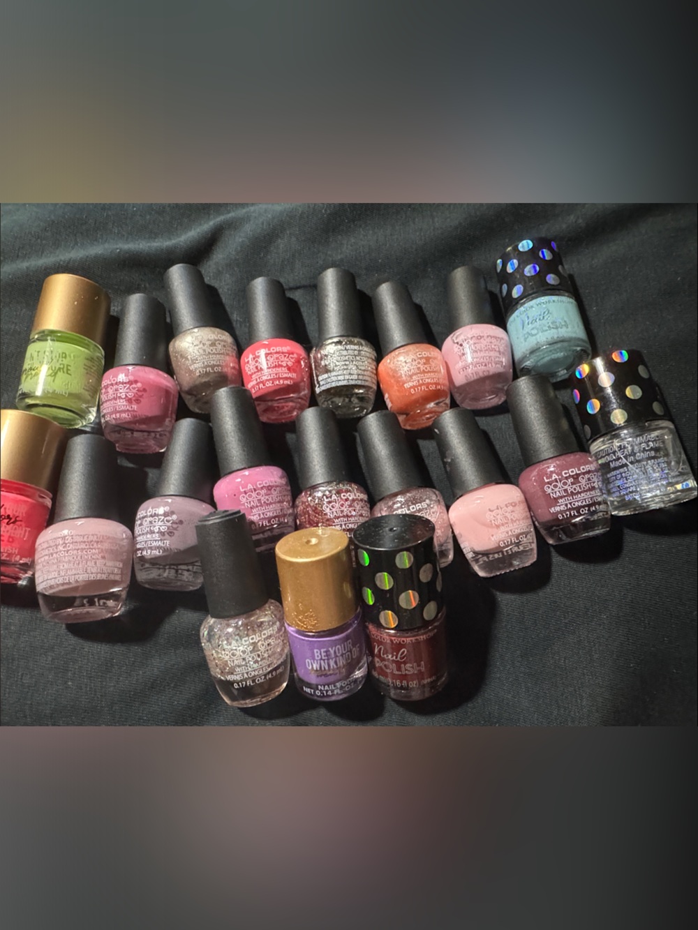 20 Assorted BN L. A. Nail Polish Set - Pink, Purple, Red, Green, Glitter